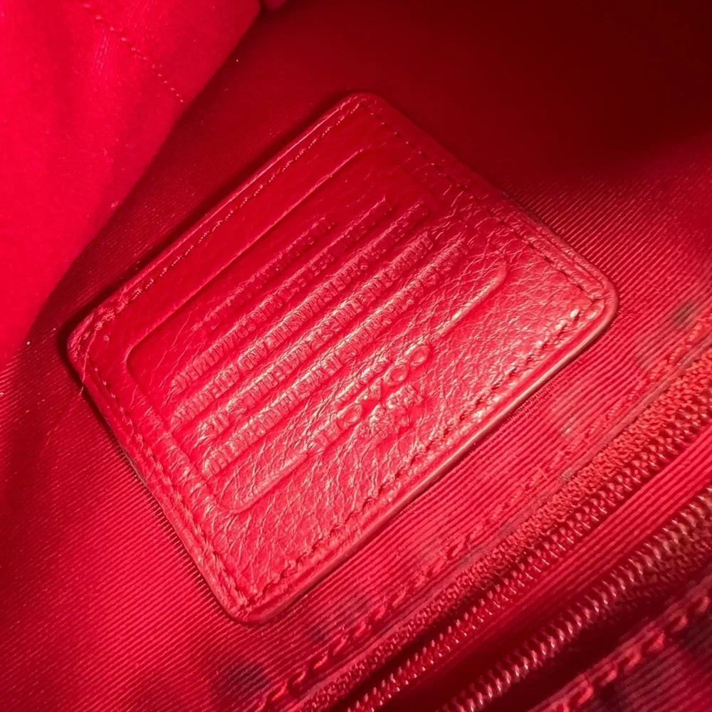 Coach Red Pebbled Leather Crossbody Bag F37321 Adjustable Strap Shoulder Purse